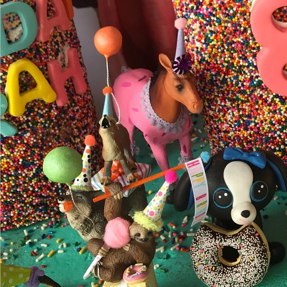Horse Birthday Cake Pink and Lavender Western Cowgirl Cake Topper Toy